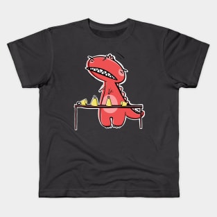 Funny Red T-Rex At Handbell Choir Practice Kids T-Shirt